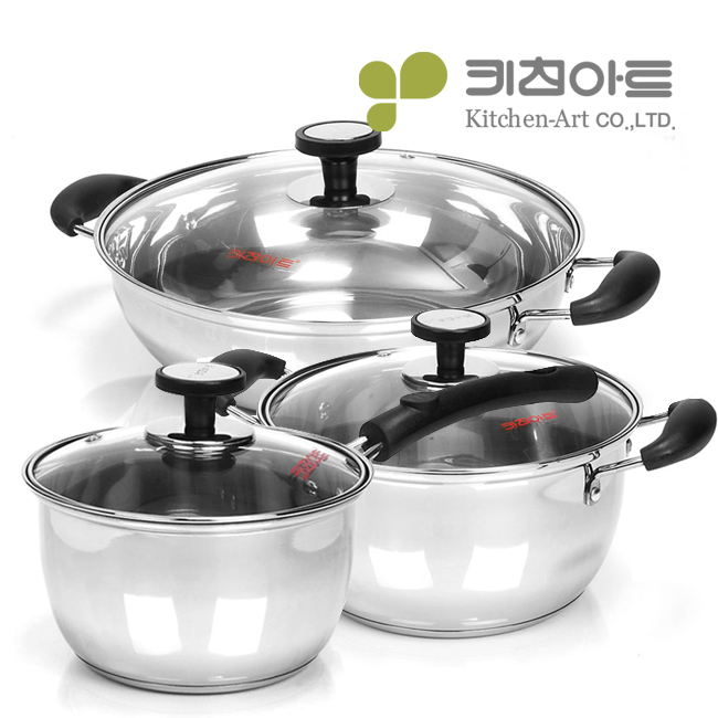 키친아트 스텐 냄비세트 3중바닥 2종 (16편수, 18양수) - 상세 이미지 2