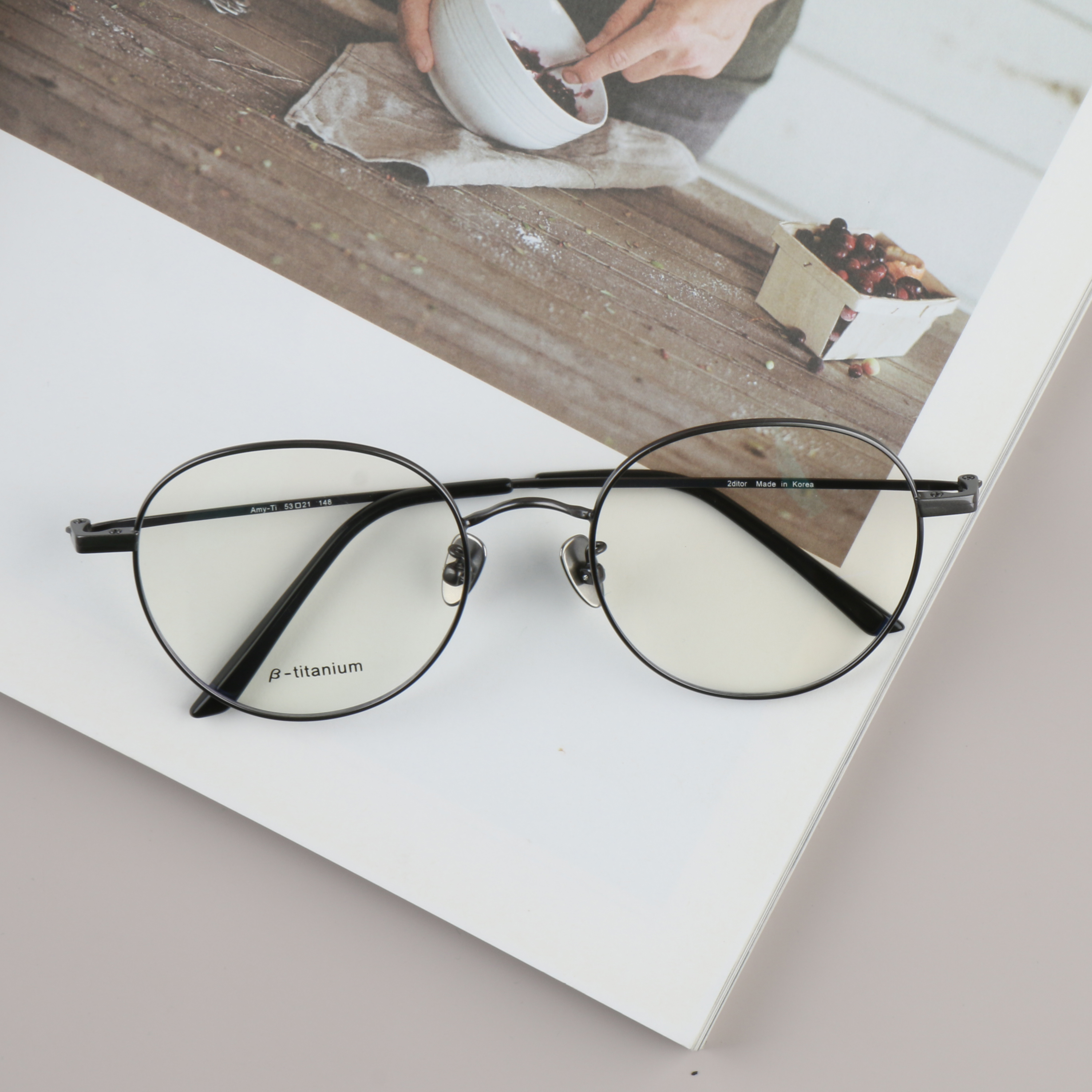 블루라이트 차단 안경 티타늄 가벼운 빅 오버 사이즈 실버 금테 안경테