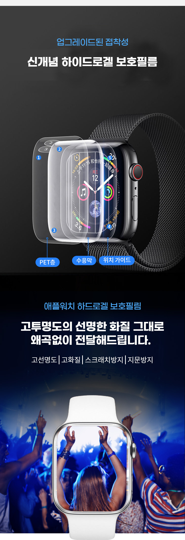 우먼스9999 애플워치11 필름 액정보호 하이드로겔 10 9 8 7 6 SE2 SE3 호환 판매처 상세 정보 이미지 4