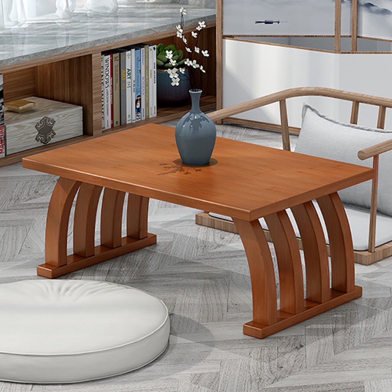 엔틱거실테이블 원목 디자인 낮은쇼파테이블 통원목 테이블