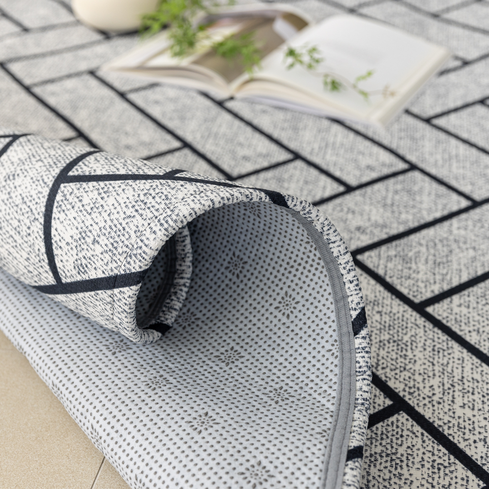 워셔블 방수 러그 방바닥매트 고양이러그 거실 카페트 헤링본 다크그레이, 200x150cm