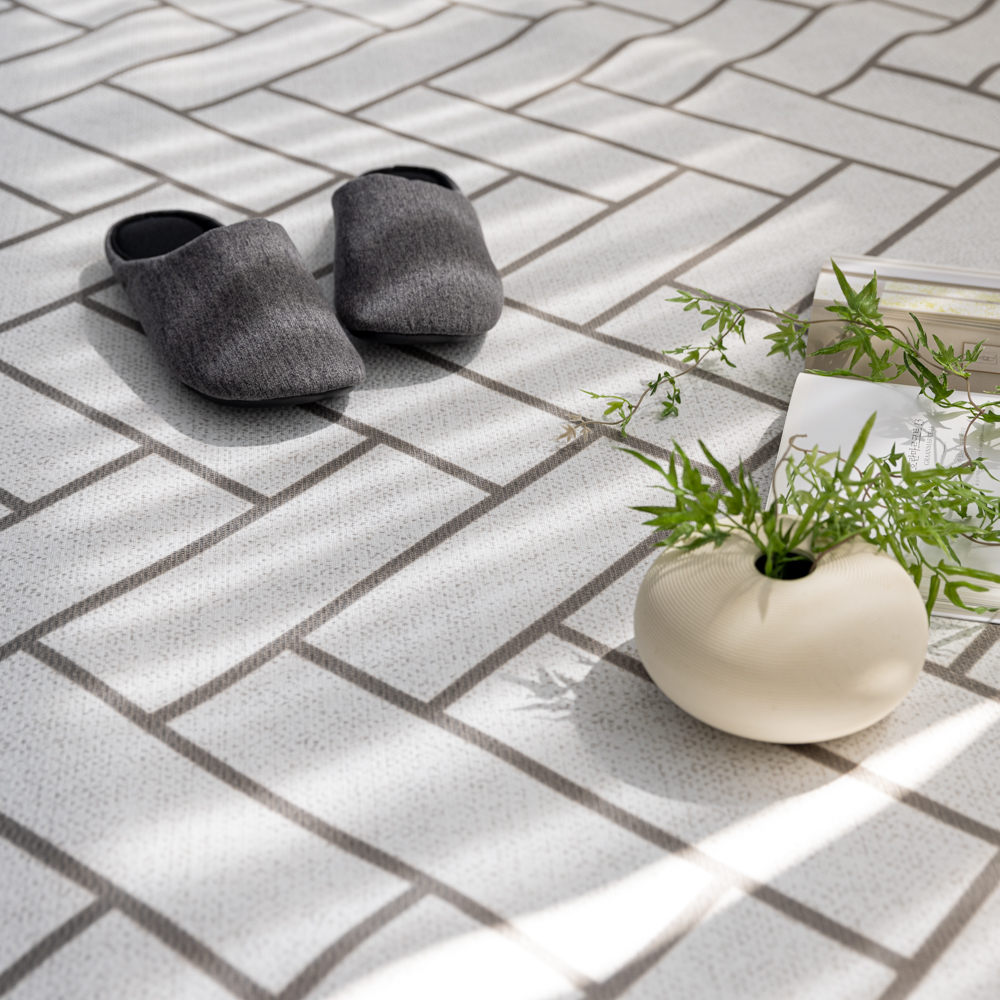 워셔블 방수 러그 방바닥매트 고양이러그 거실 카페트 헤링본 라이트그레이, 200x150cm