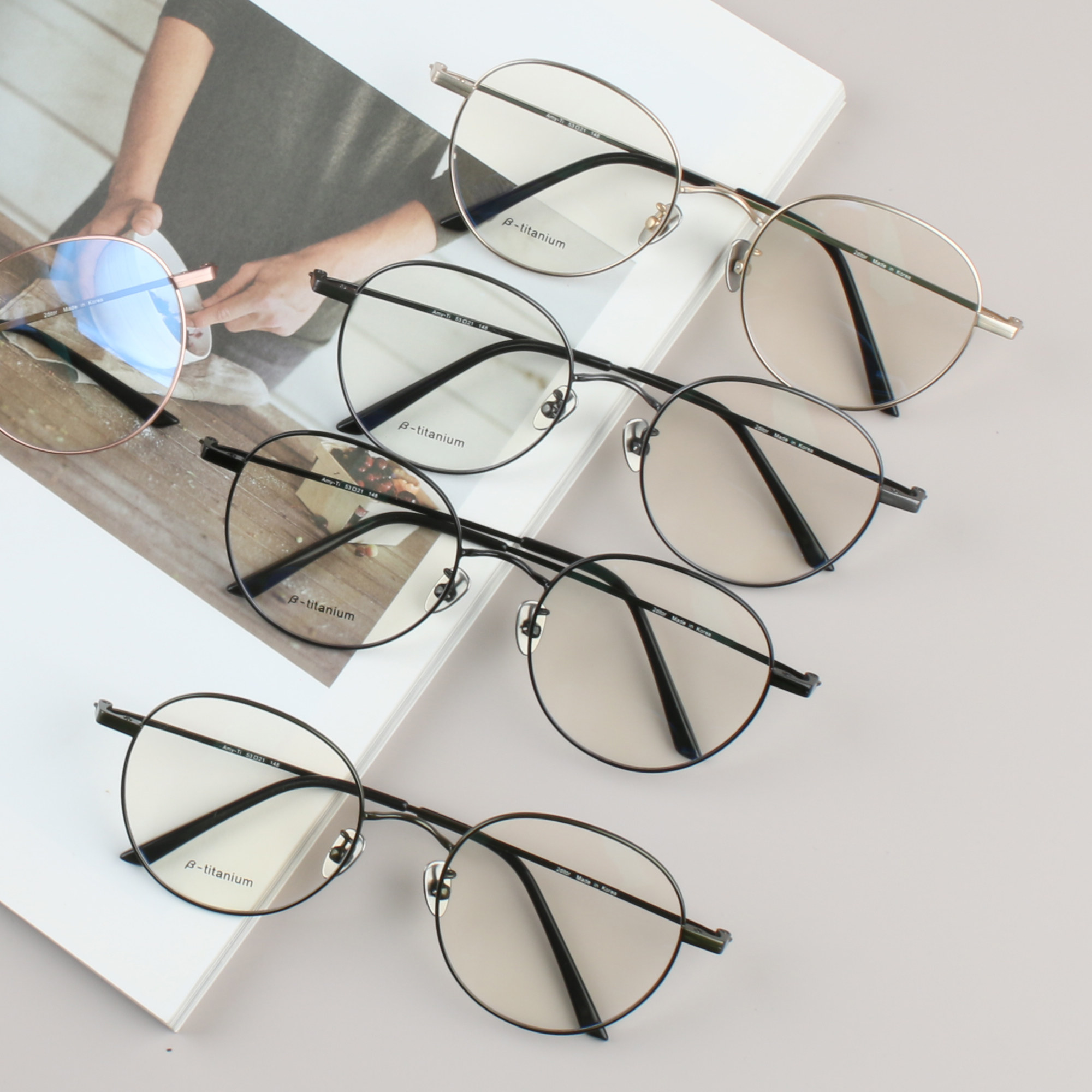블루라이트 차단 안경 티타늄 가벼운 빅 오버 사이즈 실버 금테 안경테