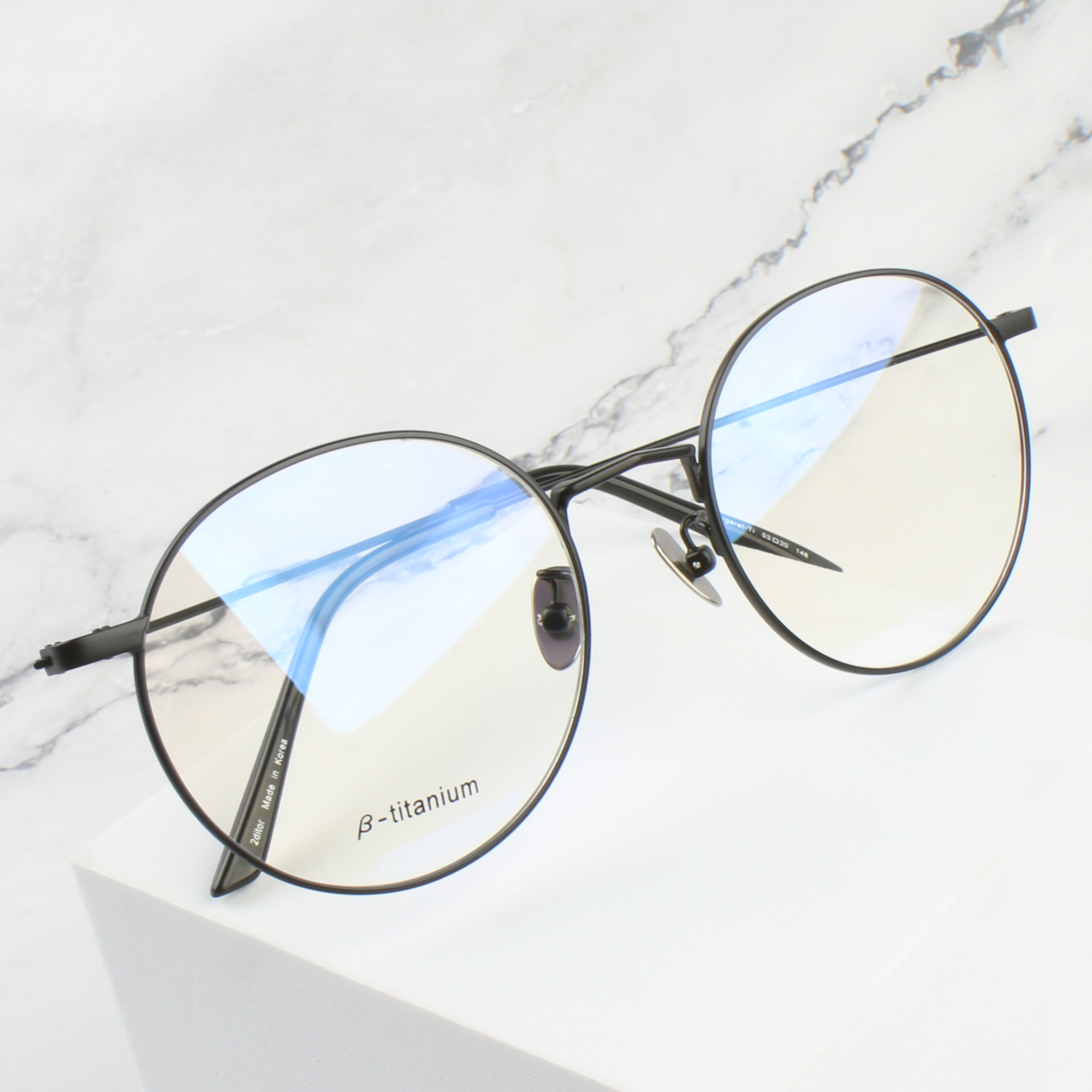 블루라이트 차단 안경 티타늄 가벼운 빅 오버 사이즈 실버 금테 안경테