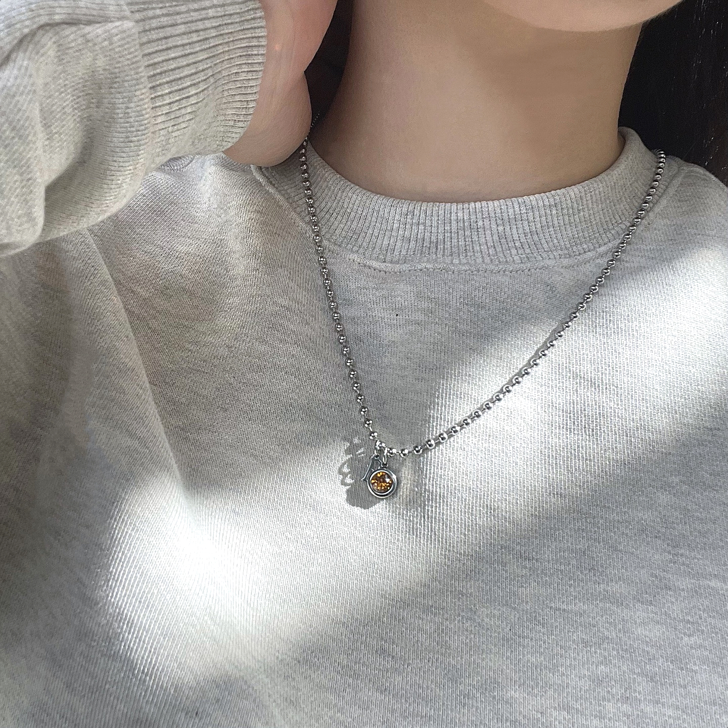 탄생석 목걸이 스퀘어 원석 펜던트 써지컬 이니셜 목걸이 천연석 가넷 자수정 오팔 터키석 이미지 2