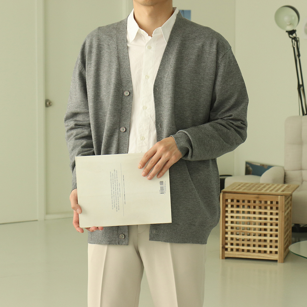 남자가디건 오버핏 브이넥 니트 가디건 이미지 3