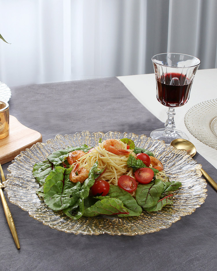 대형 골드 강화유리 플레이팅 접시 파티용 예쁜 큰접시