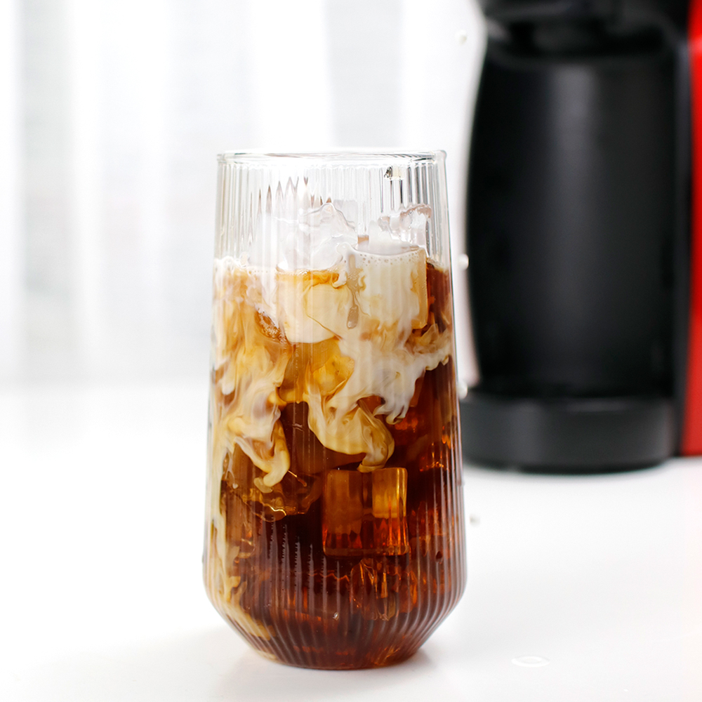 홈카페 내열유리컵 플리츠 아이스커피 에이드잔 420ml - 상세 이미지 3
