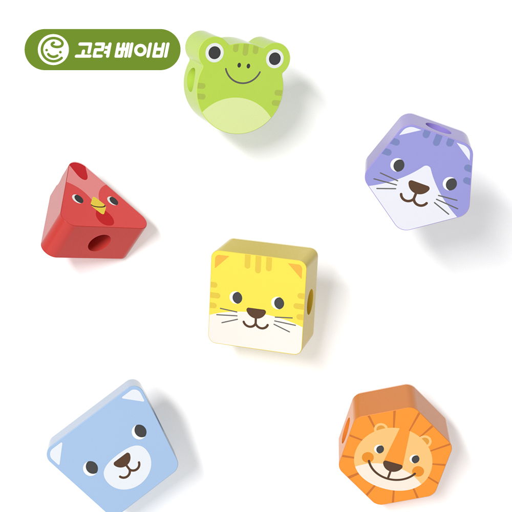 고려베이비 원목 구슬 돌 아기 유아 장난감 선물 소근육 발달 놀이 교구 동물 롤러코스터