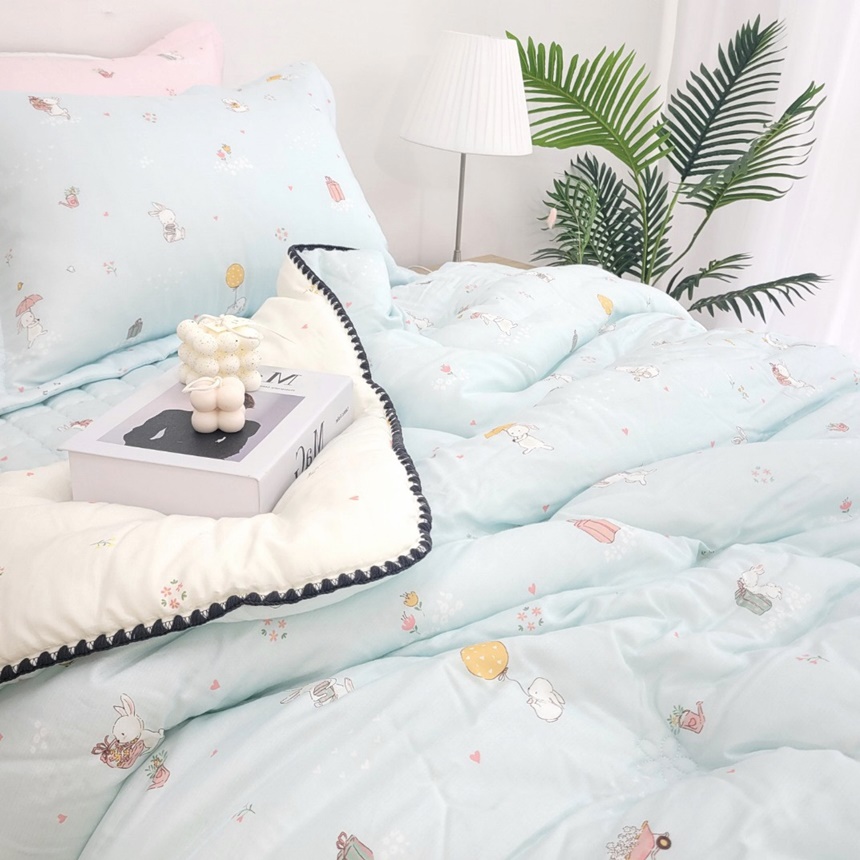 초코팬더 큐티래빗 어린이 모달100 알러지케어 부드러운 털안붙는 키즈 싱글 차렵이불 겨울