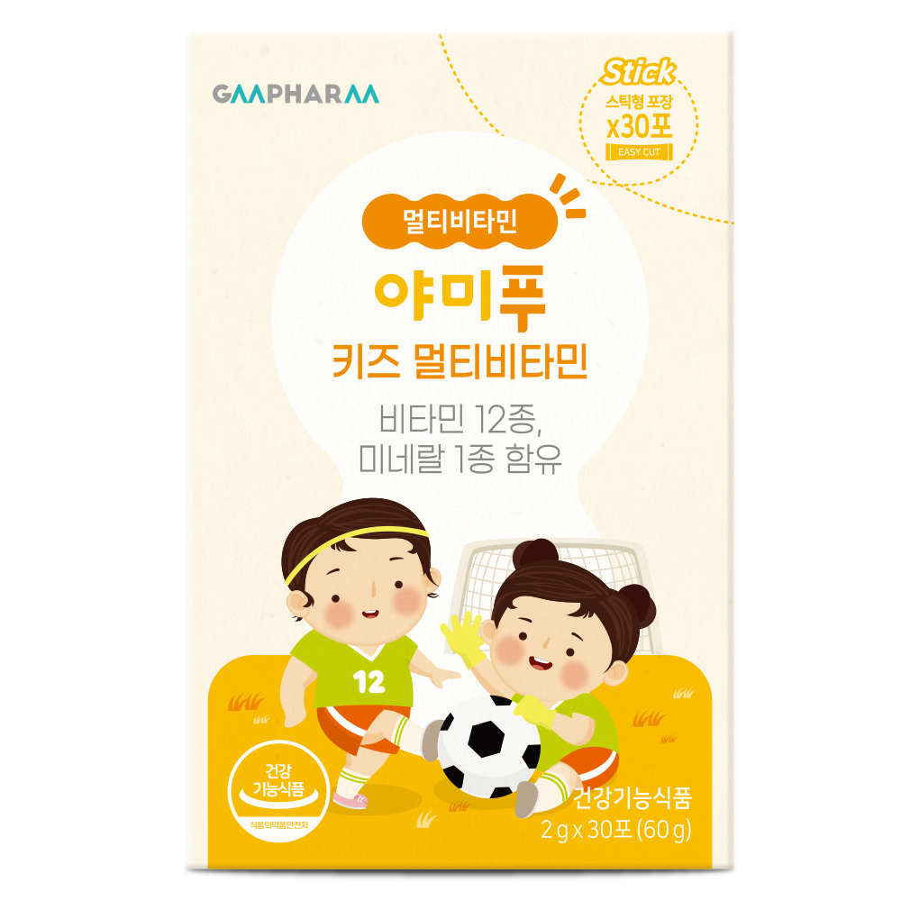 지엠팜 야미푸 키즈 멀티비타민 어린이 아이 미네랄 면역력 아연 비타민B 30포, 1개