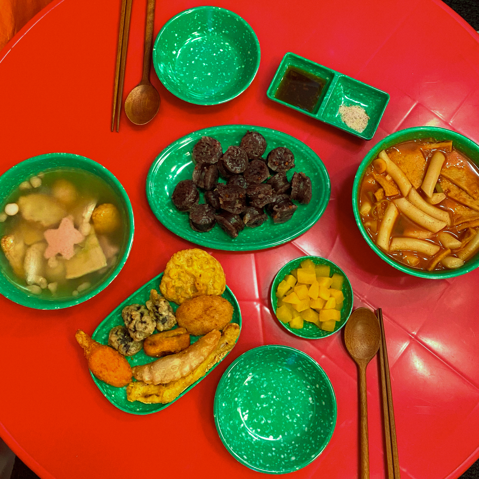 옛날 포장마차 떡볶이 분식집 분식 멜라민 그릇 접시 분식세트 : 위드키친