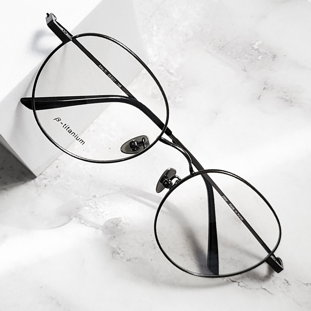 블루라이트 차단 안경 티타늄 가벼운 빅 오버 사이즈 실버 금테 안경테