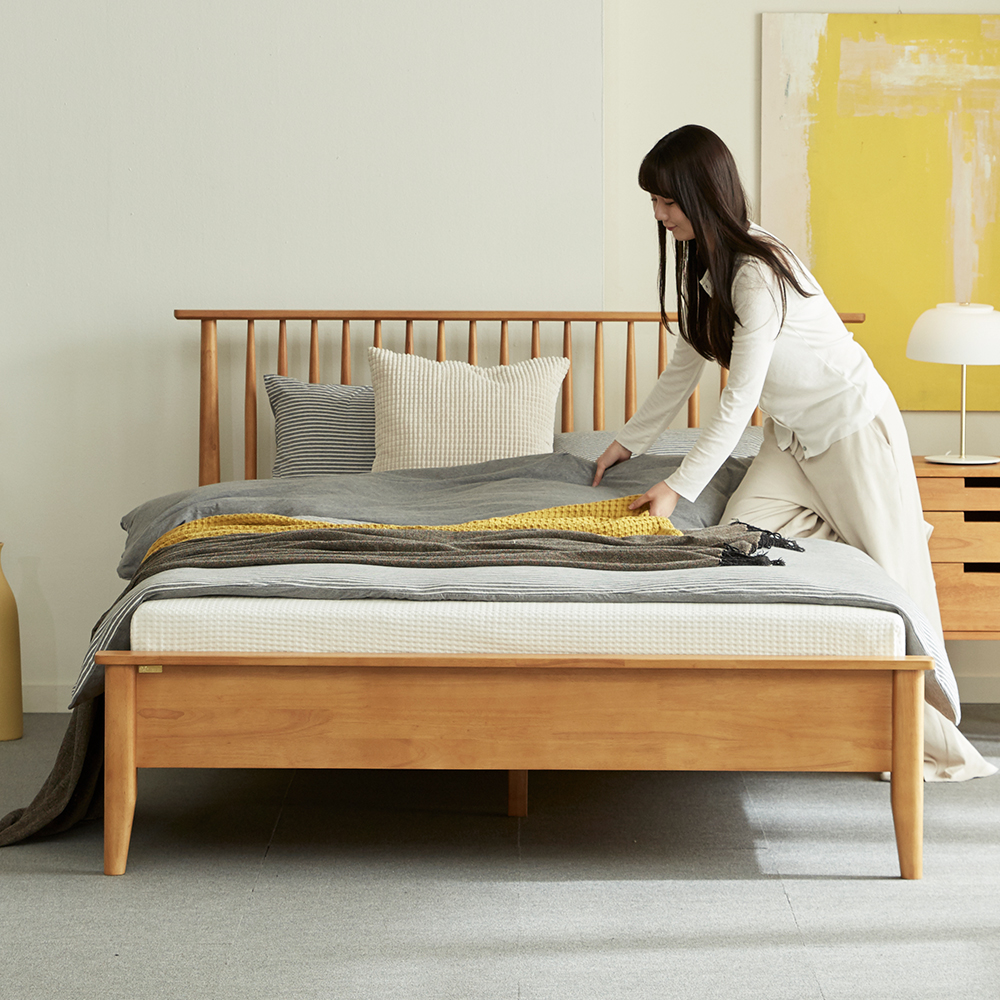 [무료배송] 마티니 고무나무 원목 침대 프레임 K + IVY 매트리스