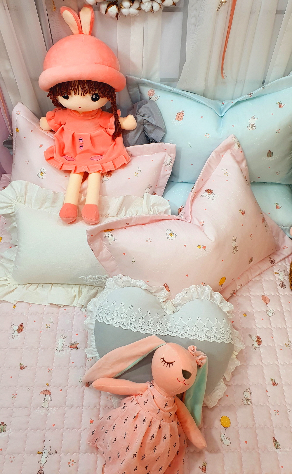 꼬마토끼 구름 모달이불 초등학생 공주 어린이이불 세트