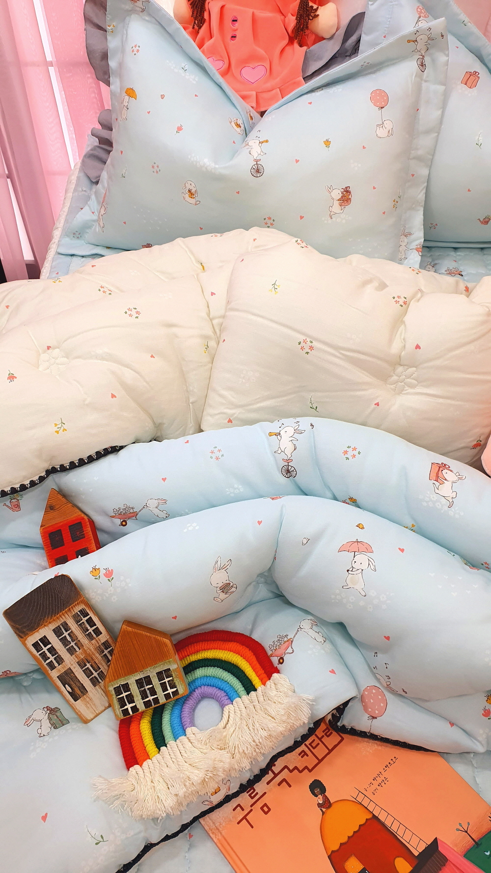 꼬마토끼 구름 모달이불 초등학생 공주 어린이이불 세트