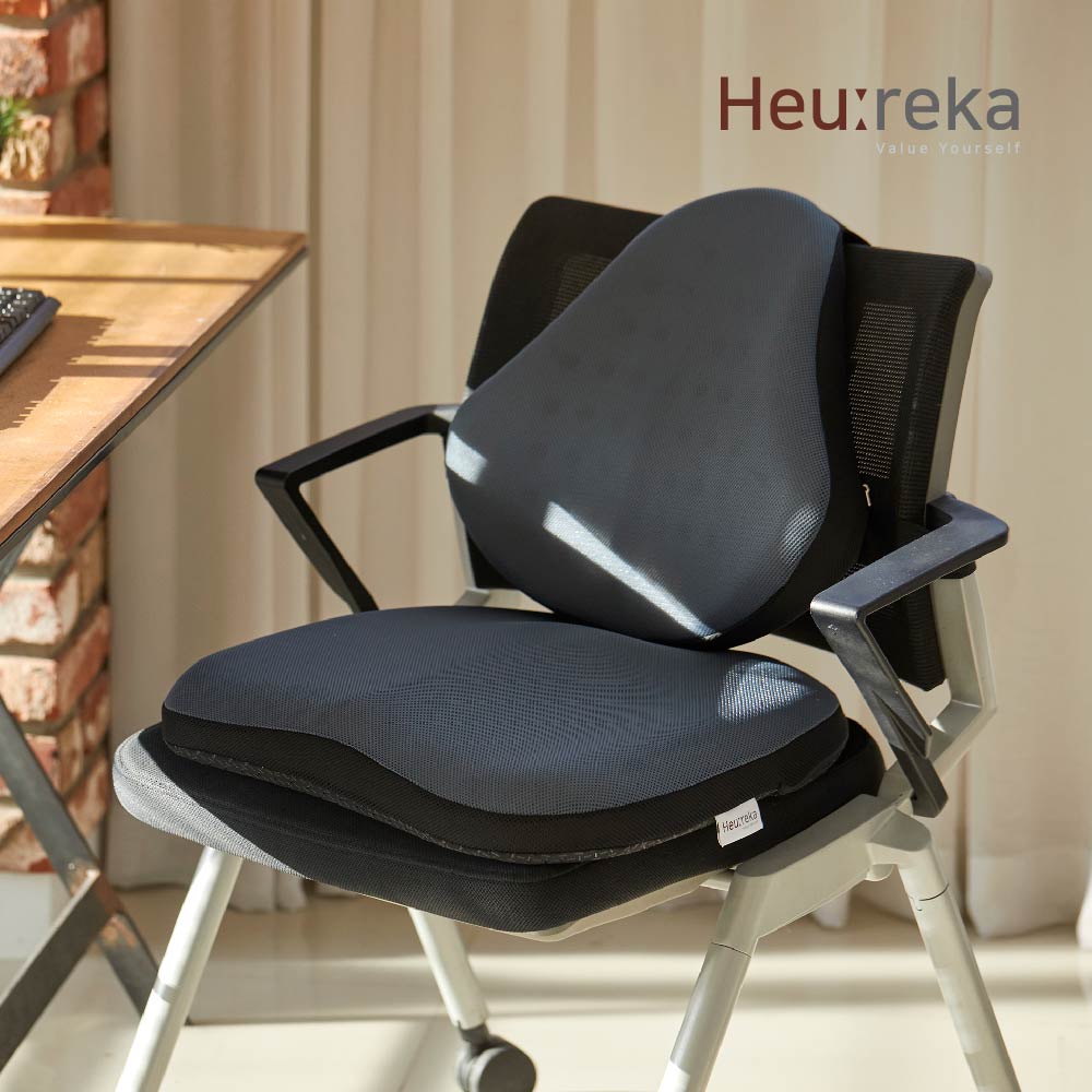 휴레카 등받이 쿠션 의자 사무실 허리받침대 허리 디스크 받침 요추 메모리폼 [국내생산] 제품 이미지