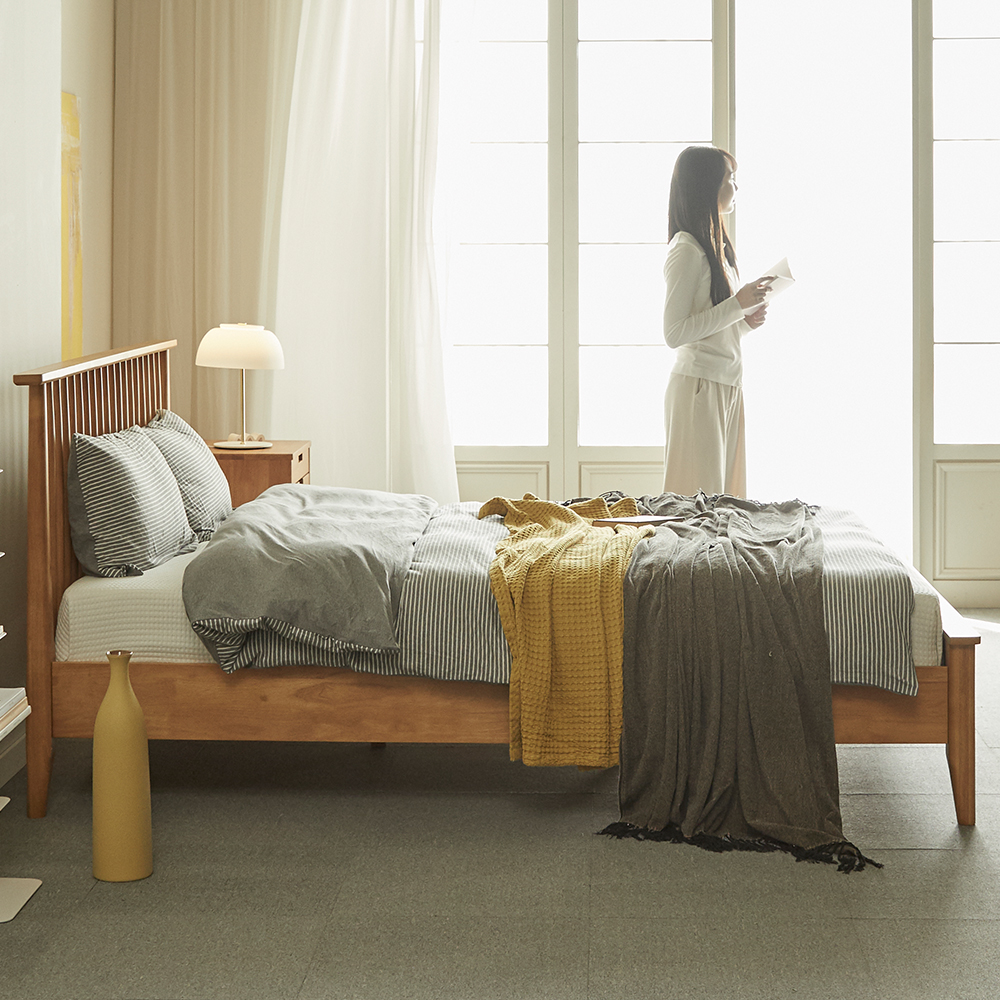 [무료배송] 마티니 고무나무 원목 침대 프레임 SS + IVY 매트리스 SS