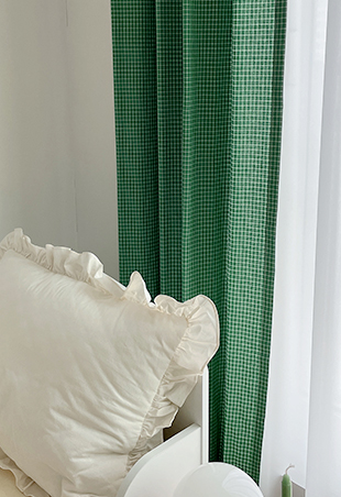 그린 체크 아이방 커튼 s - 104×150 핀스타일