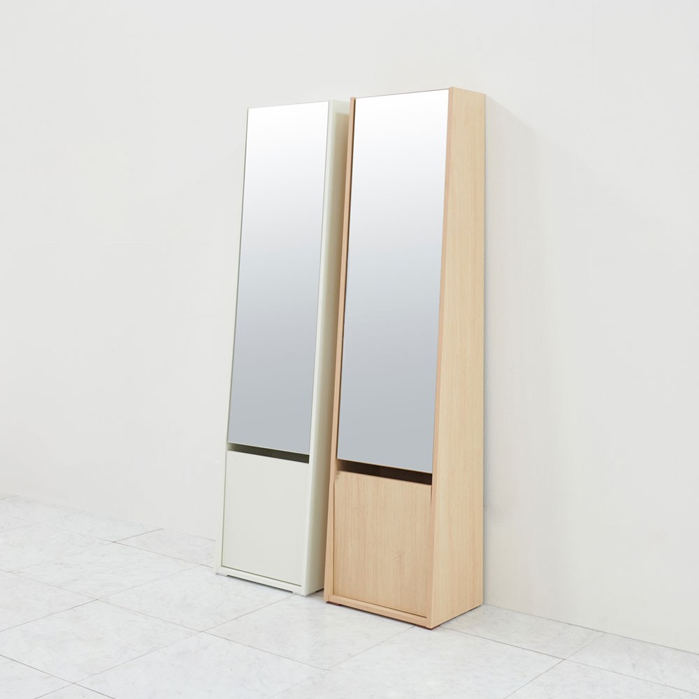 올굿퍼니처 보노 슬라이딩 전신 거울 수납 오픈형 라이트오크, 400x295x1650