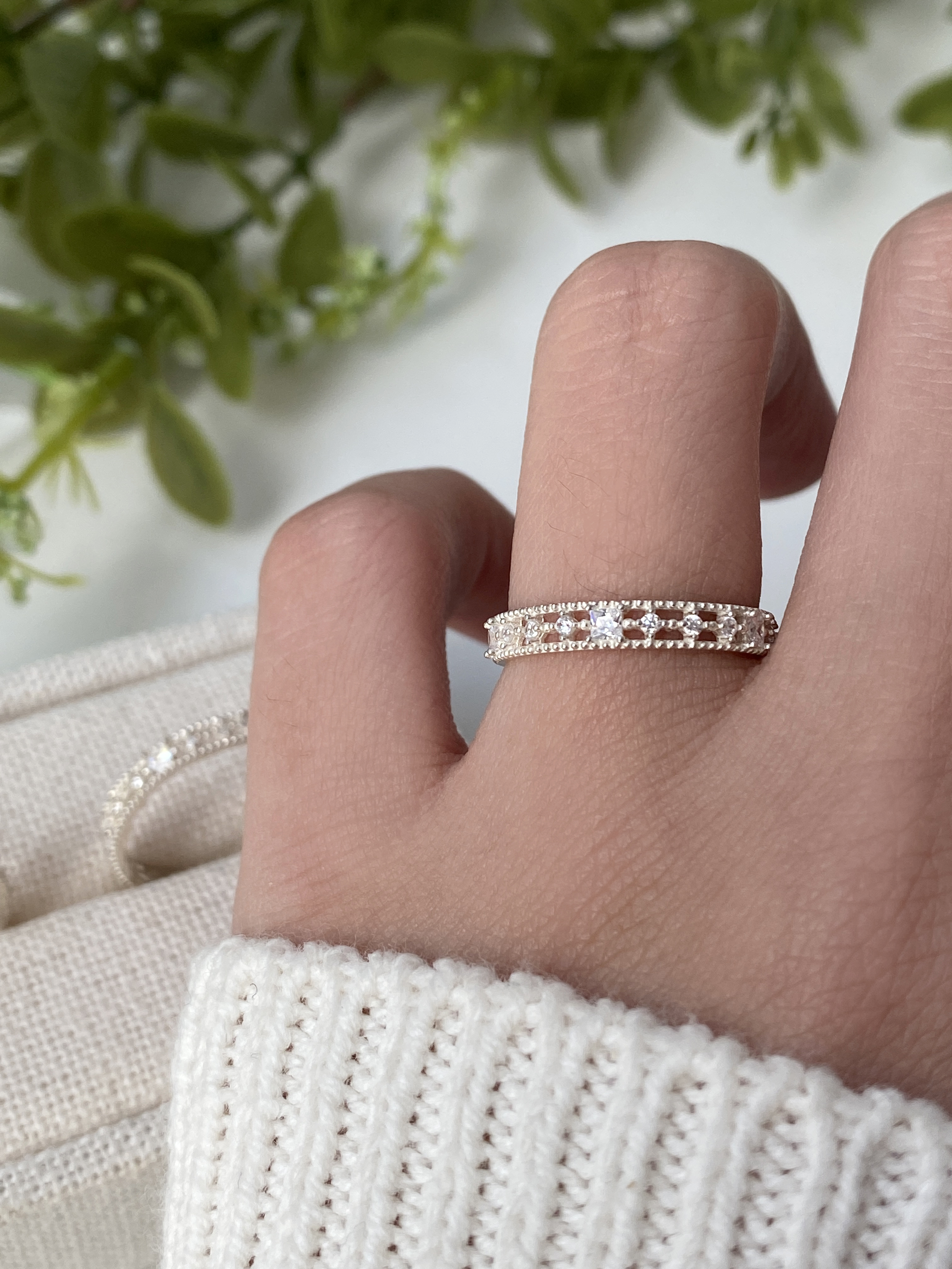 실버925 앤틱 빈티지 큐빅 은반지 레이스링