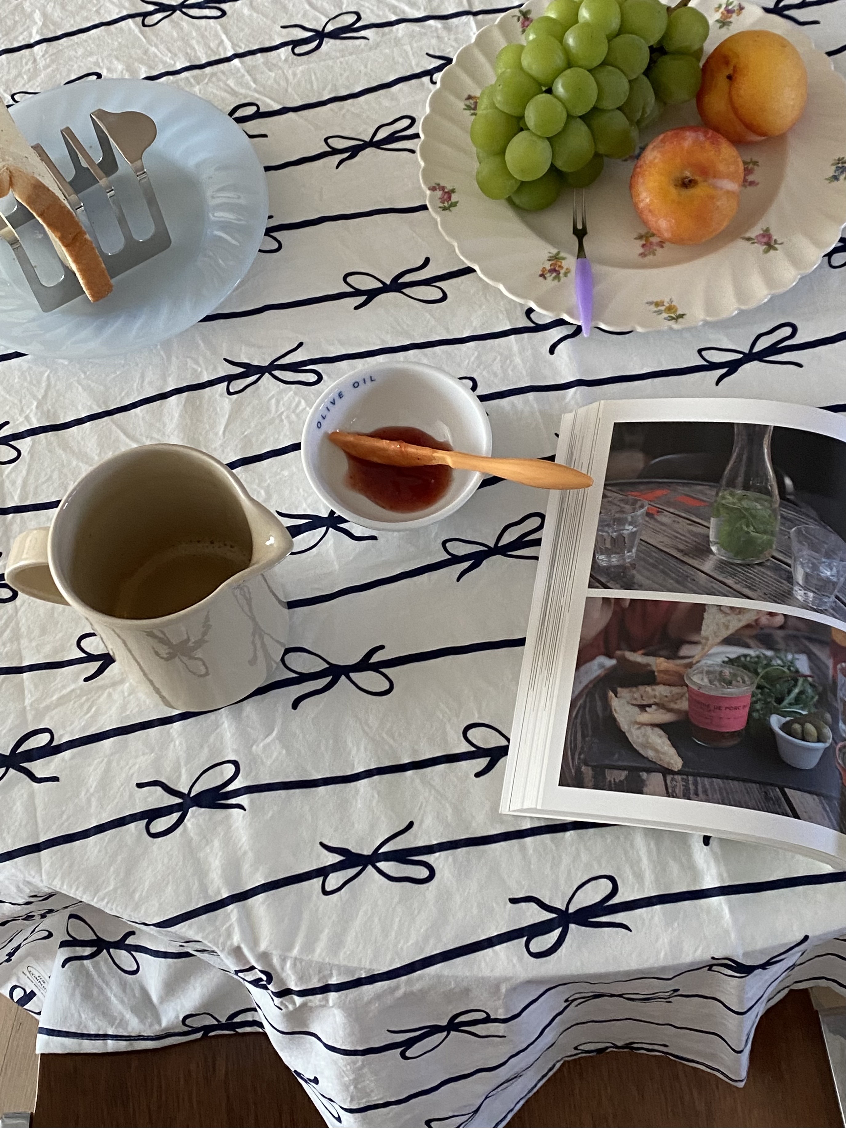 리본 테이블보 아일랜드 식탁보 밥솥 덮개 캠핑 테이블보