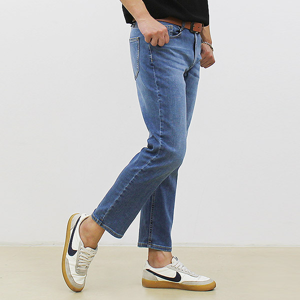 남자 워싱 히든밴딩 스판 빅사이즈 9부 청바지 제품 이미지