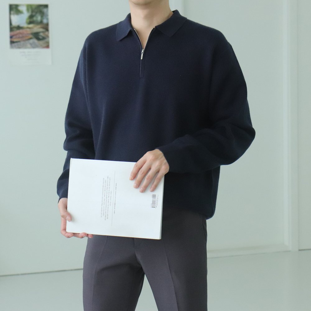 남자니트 남성스웨터 하찌 캐시미어 남자반집업니트 이미지 4