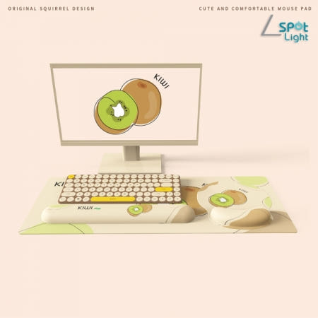스포트라이트 키위 KIWI 손목보호 마우스 패드 키보드 손목받침대 팜레스트 장패드 데스크탑 3in1 세트