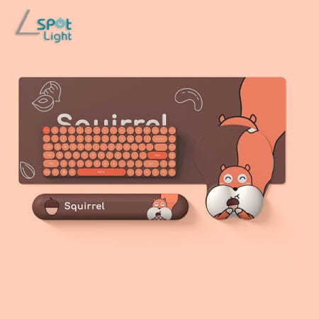 스포트라이트 다람쥐 손목보호 마우스 패드 키보드 손목받침대 팜레스트 장패드 데스크탑 3in1 세트