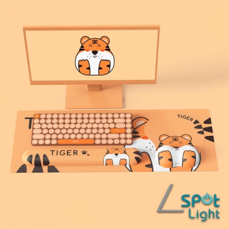 스포트라이트 타이거 손목보호 마우스 패드 키보드 손목받침대 팜레스트 장패드 데스크탑 3in1 세트