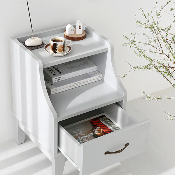 펨바 협탁 6040H 380mmx390mmx580mm, 2단, 라이트그레이 0293.7438 - 상세 이미지 4