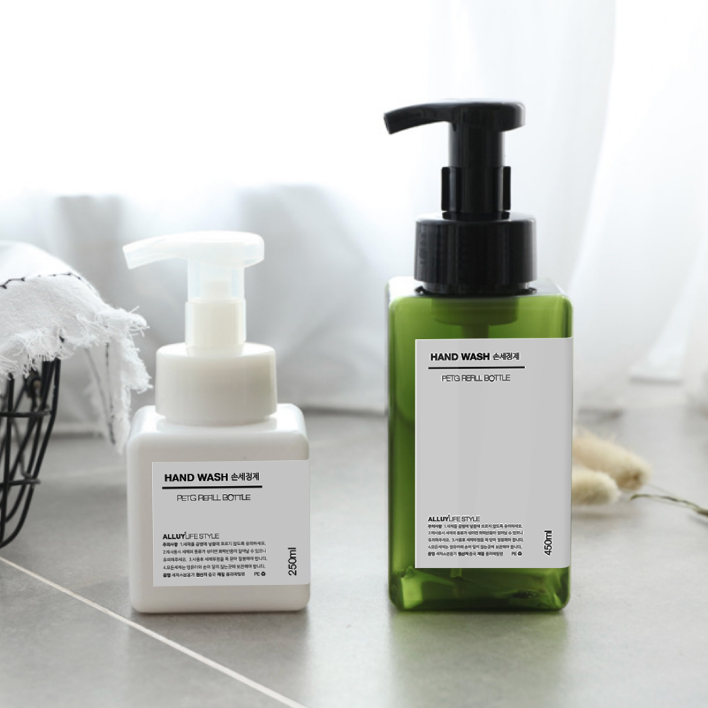 사각 거품용기 펌핑 손세정제 핸드워시 용기 공병 디스펜서 백색 250ml - 상세 이미지 5