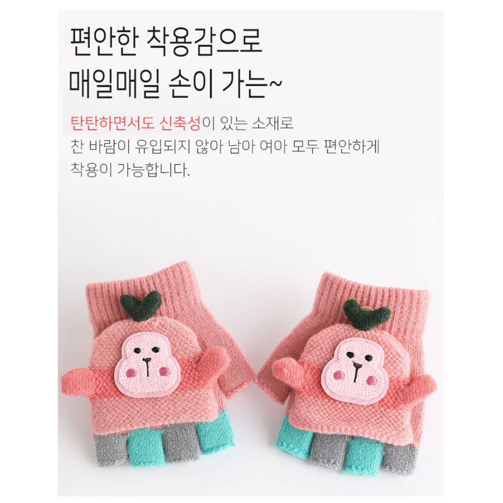 저자극 돌아기 장갑 귀여운 남아 여아 키즈 캐릭터 보온 핸드워머 - 상세 이미지 3