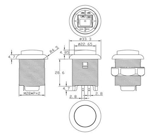 노리박스 LED 오락기버튼 PUSH 스위치 28mm - 상세 이미지 4