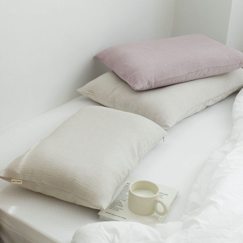 피넛버터젤리 모달 삼중지 누빔 베개커버 S 40x60 국산 부드러운 사계절 지퍼 베갯잇