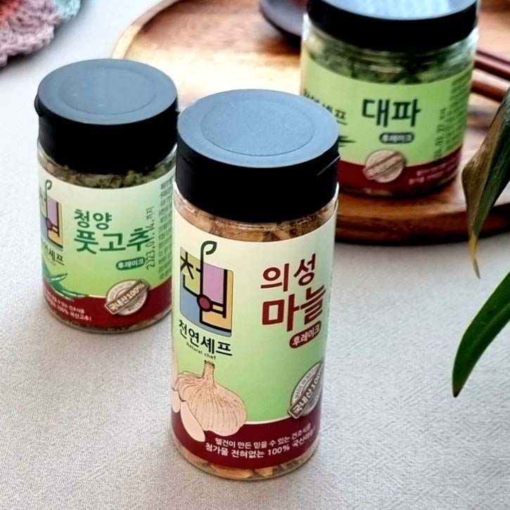 건조마늘가루+청양풋고추+건대파 천연조미료 3종 - 상품 이미지