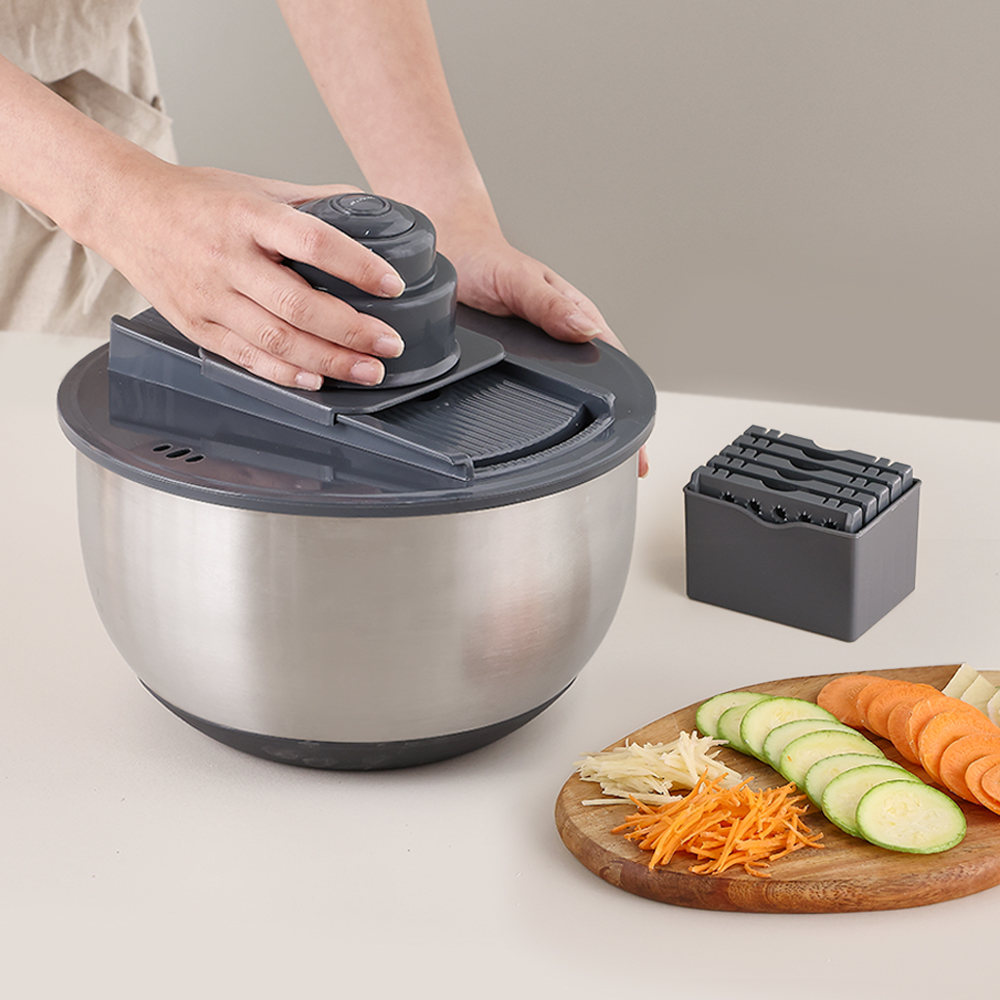 무디타 프로페셔널 304 스텐 믹싱볼 야채 탈수기 5L + 만능 채칼 6종 세트