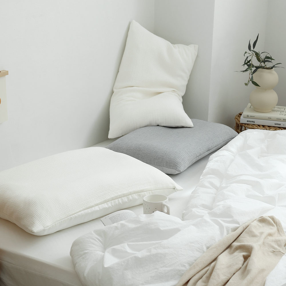 피넛버터젤리 모달 삼중지 누빔 베개커버 S 40x60 국산 부드러운 사계절 지퍼 베갯잇