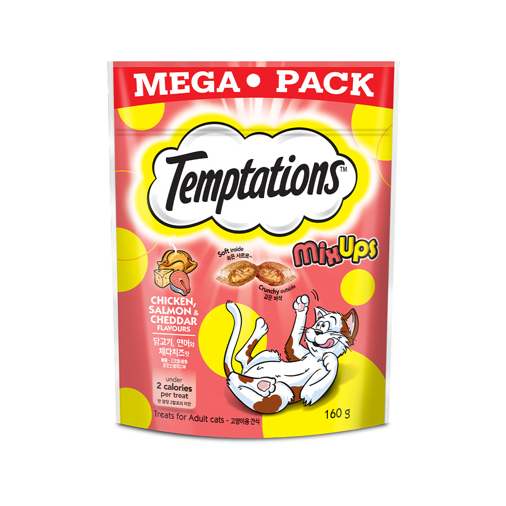 템테이션 스낵 믹스업 메가팩 치킨연어 체다치즈 160g 고양이간식