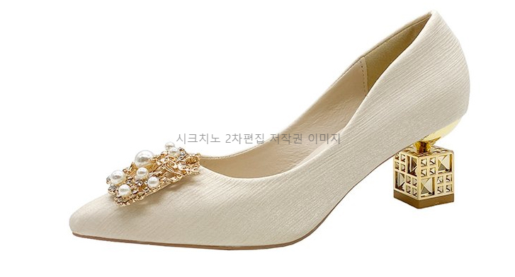 레니트 6,8cm 뾰족코 새틴 통굽 진주 결혼식 웨딩구두 1color 상세 이미지 24