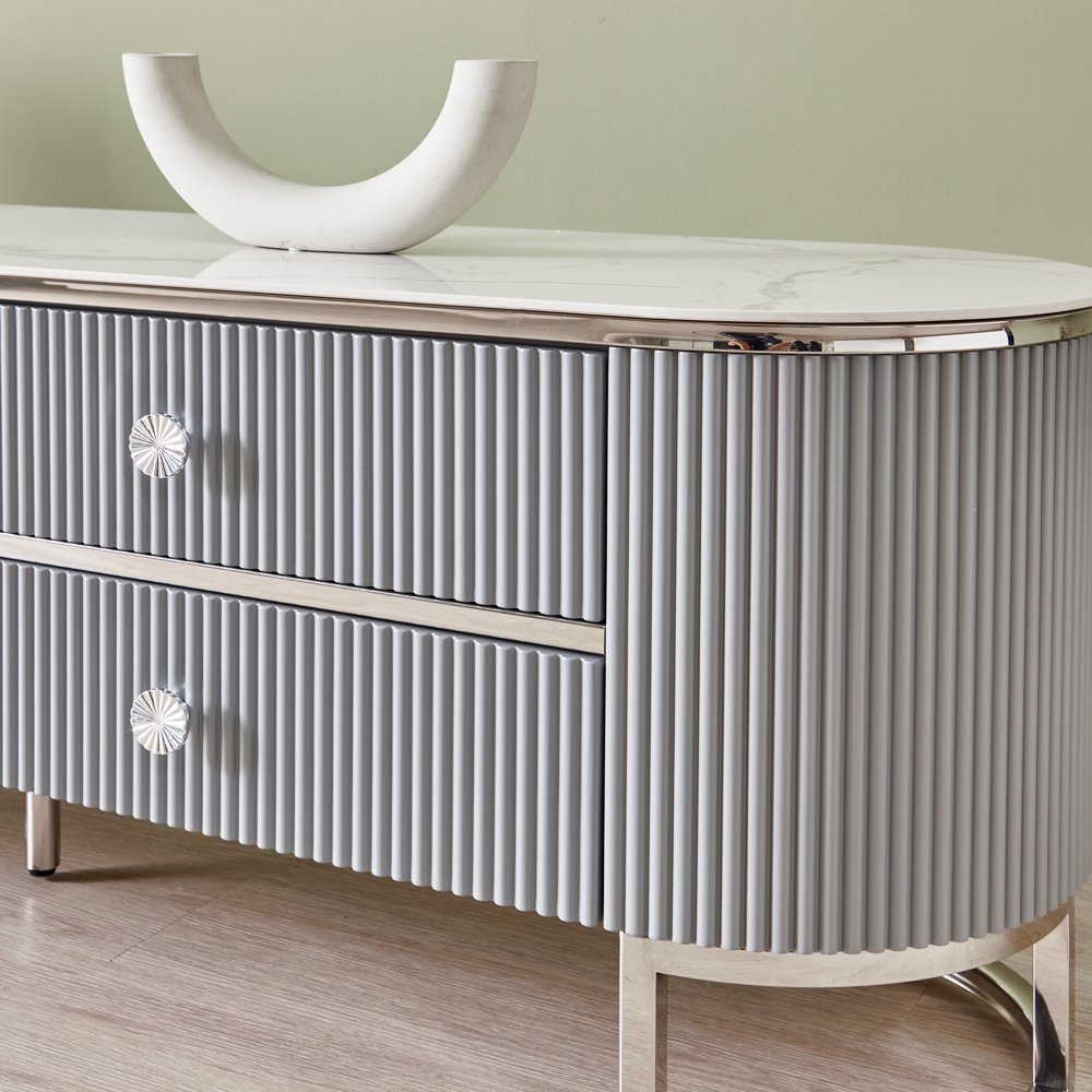 [방문설치] 이레나 세라믹 스테인레스 2단 거실장 2200x400x480mm, 스카이블루