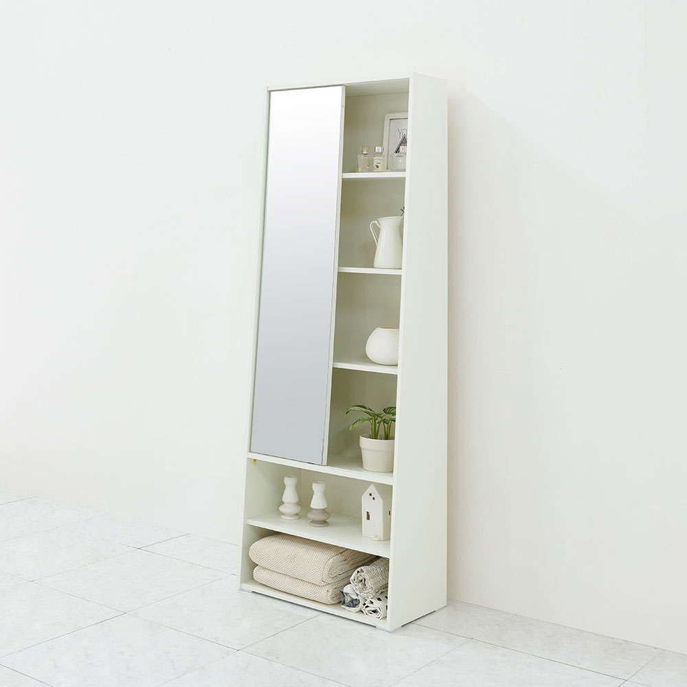 올굿퍼니처 보노 슬라이딩 전신 거울 수납 슬라이드형 아이보리, 600x295x1650