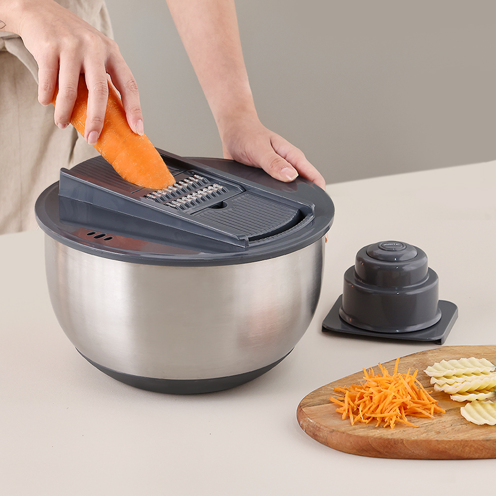 무디타 프로페셔널 304 스텐 믹싱볼 야채 탈수기 5L + 만능 채칼 6종 세트