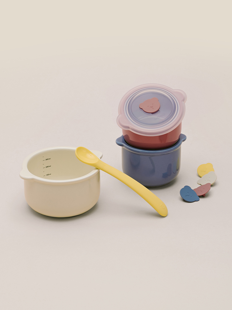 폴레드 키드키친 이유식 도자기 밀폐 용기 찜기(스팀홀 뚜껑 포함)