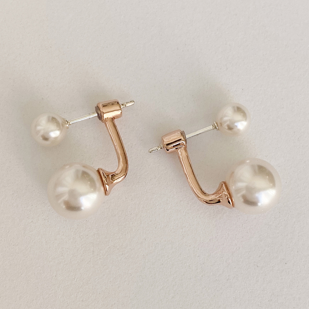 [무배/실버925] 14k 로즈골드 스왈 진주 드롭 클러치 투웨이 귀걸이