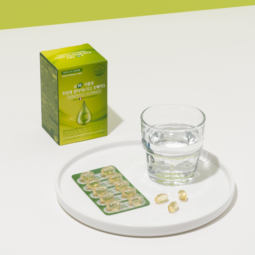 바른뉴트리 순 식물성 초임계 알티지 오메가3 1000 임산부 DHA 60캡슐, 1개