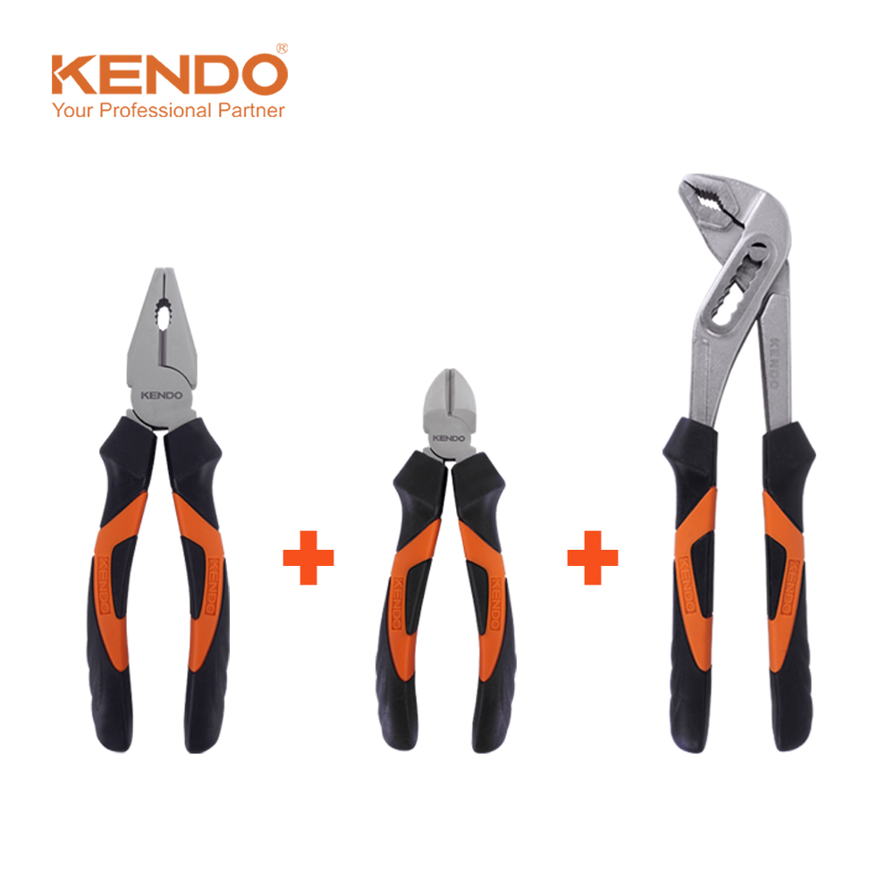 켄도 플라이어 3종 세트 85104N (펜치 200mm+니퍼 150mm+첼라 250mm) - 메인 이미지