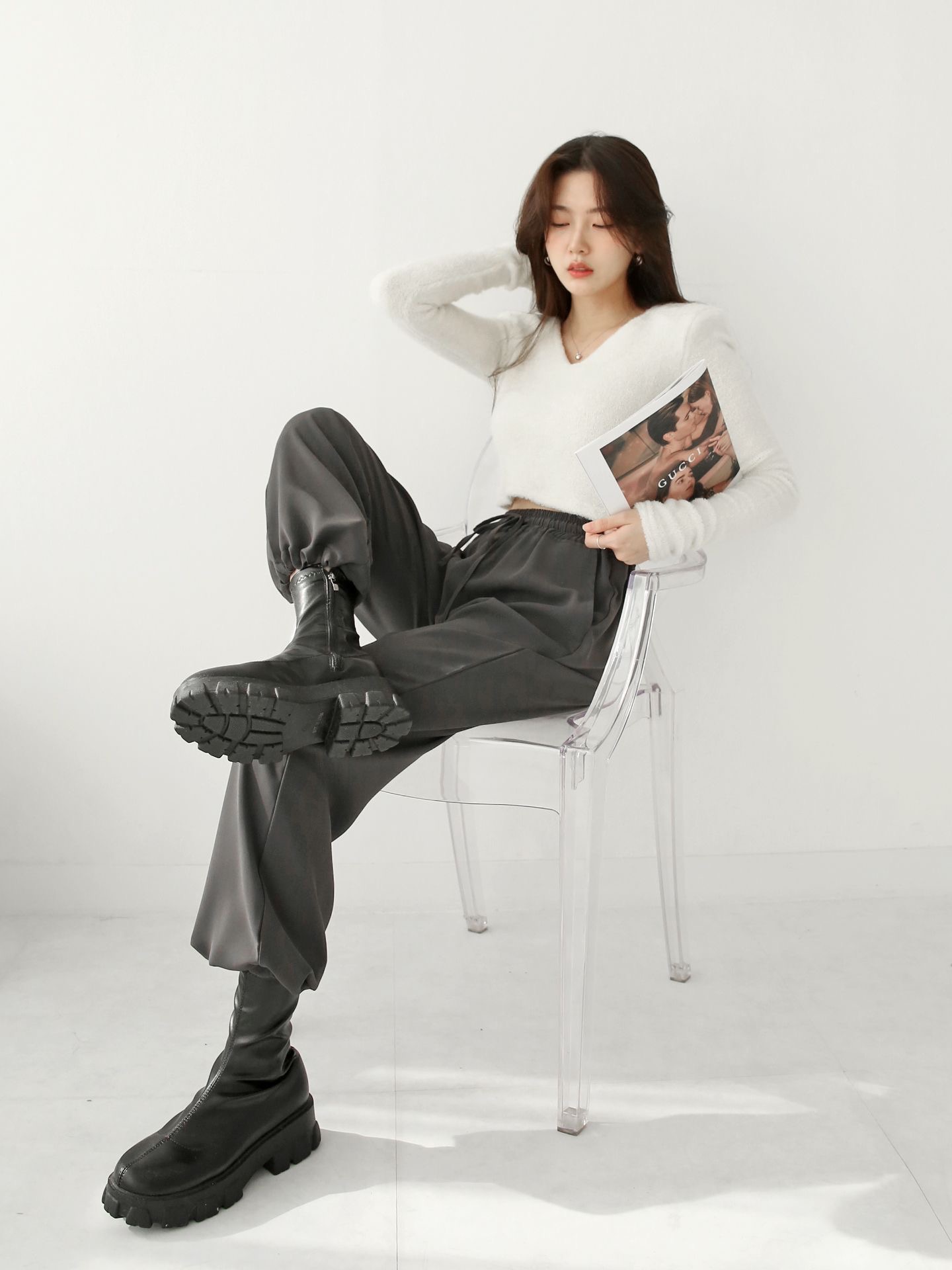 데일리즈 링클프리 드레이프 세미와이드 스트랩 밴딩팬츠 자체제작 - 상세 이미지 5