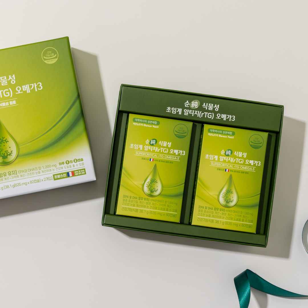 바른뉴트리 순 식물성 초임계 알티지 오메가3 1000 임산부 DHA 60캡슐, 1개
